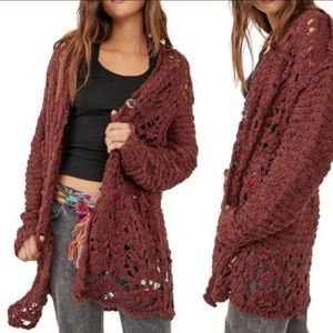 Free People Imelda‎ Cardigan S Rum Raisin